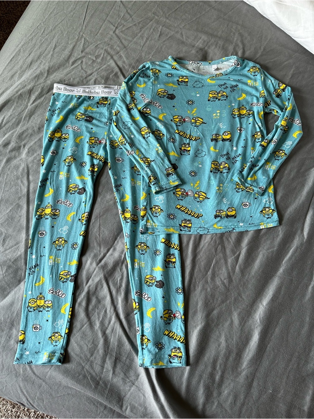 Kids Minions Pajama Set in Teal Blue - Long Sleeve Top & Pants